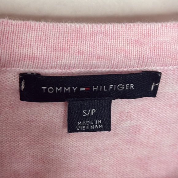Tommy Hilfiger Light Pink Cardigan Navy Scattered Anchors print Size S - Picture 9 of 11